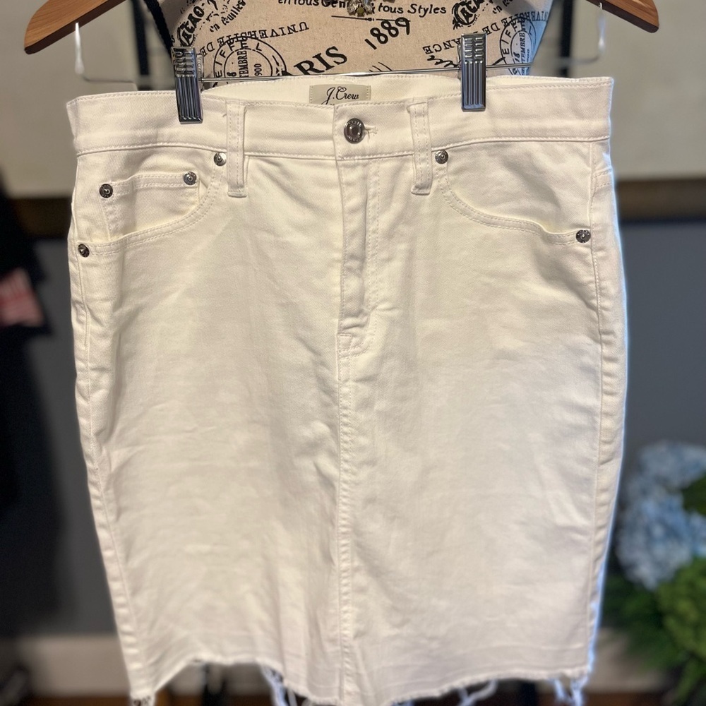 J. Crew White Denim Skirt